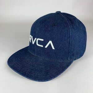 RVCA Mens Navy Blue Demin Snapback Hat